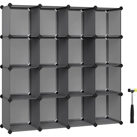 DIY 16 Cube Storage Organizer Shelf Closet Cubbie Storage Bookcase for Bedrrom Living Room Gray