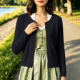 thumbnail image 2 of IWRICH Women's Lightweight Crochet Cardigan Ribbed Cropped Shrugs Long Sleeve Open Front Thin Sweater Tops Lightweight Fall Fashion Cardigan Blouses S, 2 of 4