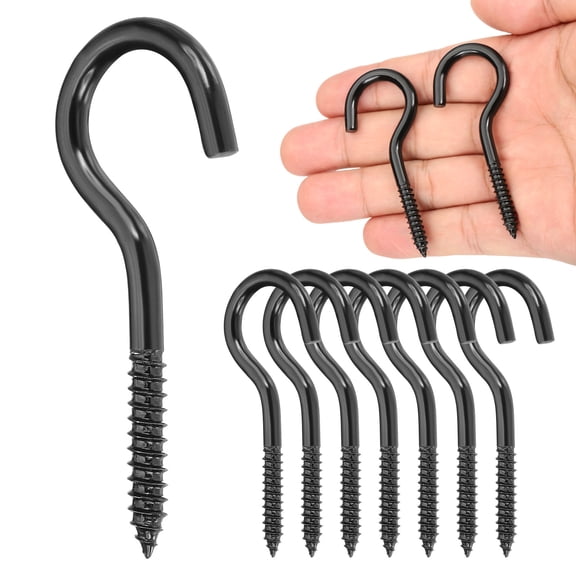 8 Pack Screw Eyes, M5x65mm 304 Stainless Steel Heavy Duty Eye Bolts Screw Black
