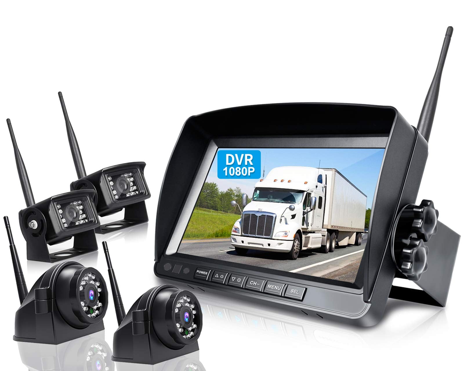 huwelijk Riet wetenschappelijk ZEROXCLUB 9" Wireless Backup Camera System for RV Truck Trailer Camper, 9  Inch DVR Quad Split Monitor IP69 Waterproof HD 1080P Wireless Rear Side  View Cameras, Stable Signal Observation Syst - Walmart.com