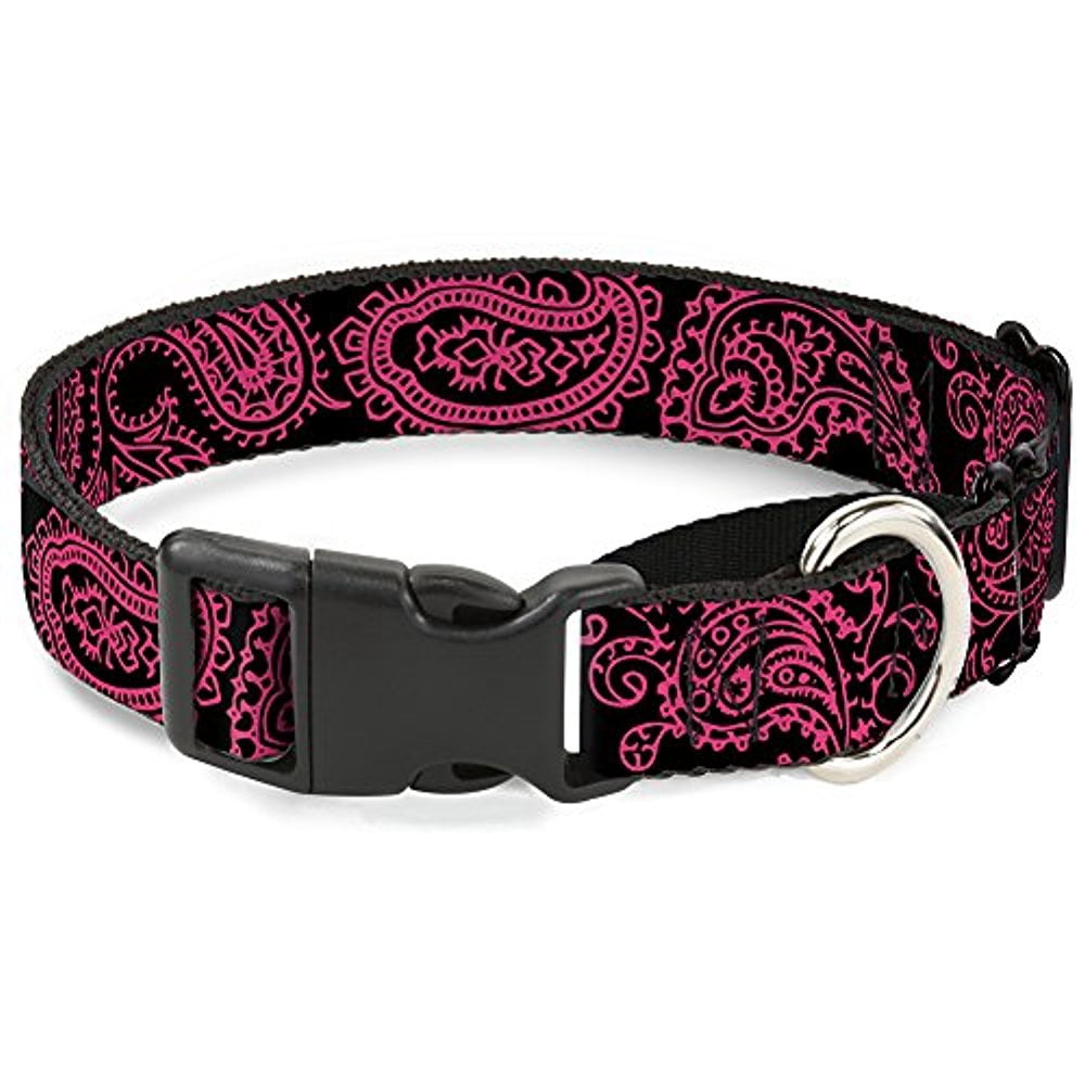 buckle-down martingale dog collar - paisley stars black purple white - 1" wide - fits 15-26" neck size - large