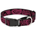 thumbnail image 1 of Buckle-Down Martingale Dog Collar - Paisley Stars Black Purple White - 1" Wide - Fits 15-26" Neck Size - Large, 1 of 1