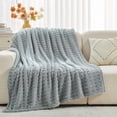 thumbnail image 3 of Super Soft King Blanket Grey Premium Silky Flannel Fleece 3D Waffle Checkered Lightweight Bed Blanket All Season Use (Light Grey, King(90"x110")), 3 of 8
