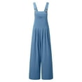 thumbnail image 4 of Baqcunre Women's Casual Solid Color Loose Suspender Button Overalls,Color Blue,Size S-XXL, 4 of 9