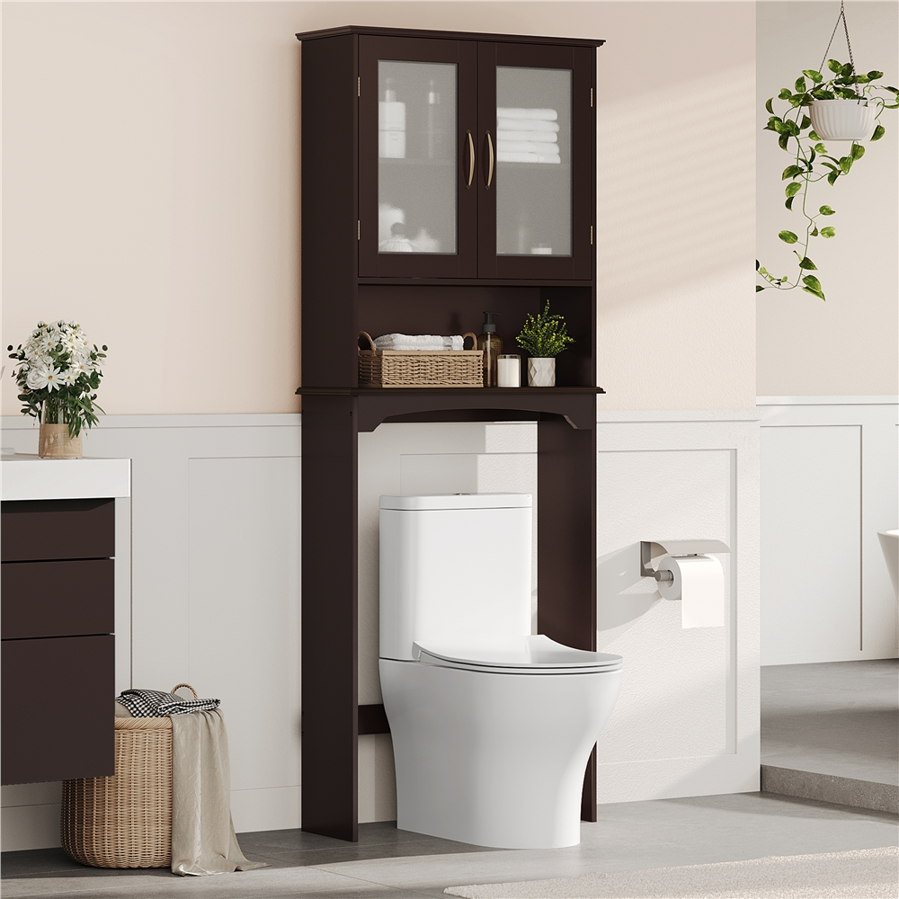 Yaheetech Free-Standing over-the-Toilet Storage Cabinet Shelf for Bathroom, Espresso