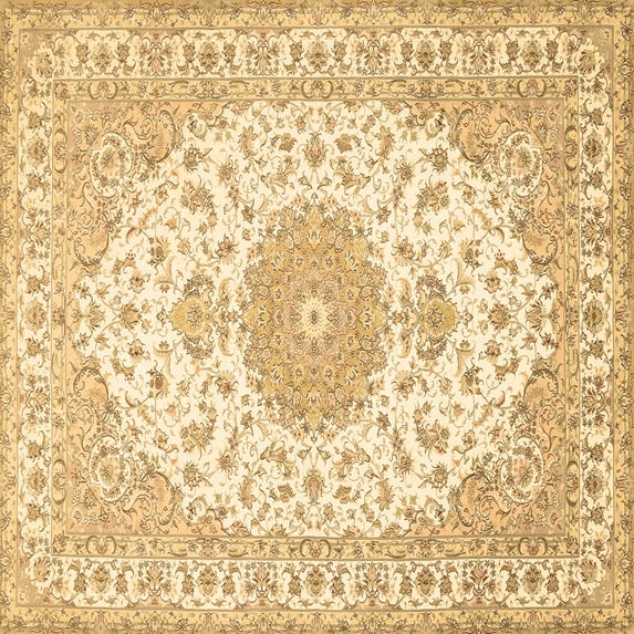 Ahgly Company Machine Washable Indoor Square Medallion Brown Traditional Area Rugs, 3' Square