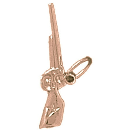 14K Rose Gold 3-D Sniper Rifle Pendant - 18 mm