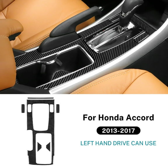 Real Soft Carbon Fiber Sticker For Honda Accord 2013 2014 2015 2016 2017 LHD Car Central Gear Shift Panel Interior Trim Cover.
