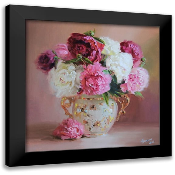 Rogozina, Svetlana 12x12 Black Modern Framed Museum Art Print Titled - Bouquet of Peonies