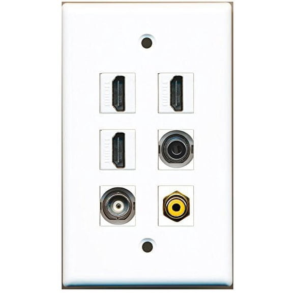 RiteAV - 3 HDMI 1 Port RCA Yellow 1 Port 3.5mm 1 Port BNC Wall Plate