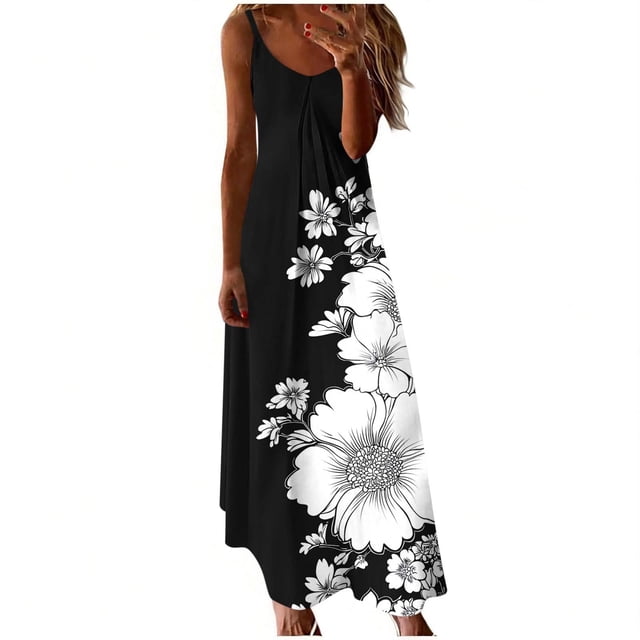 Robe d'Été pour Femme, Robe Maxi Grande Taille Décontractée à Manches Courtes, Robe Droite Ample à Col Rond à Imprimé Mode pour le Printemps et le Quotidien
