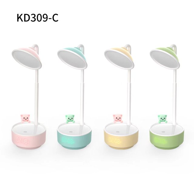 Small night touch alarm clock desk lamp cartoon cute fun desktop creative writing lamp reading bedside student dormitory lamp clock
