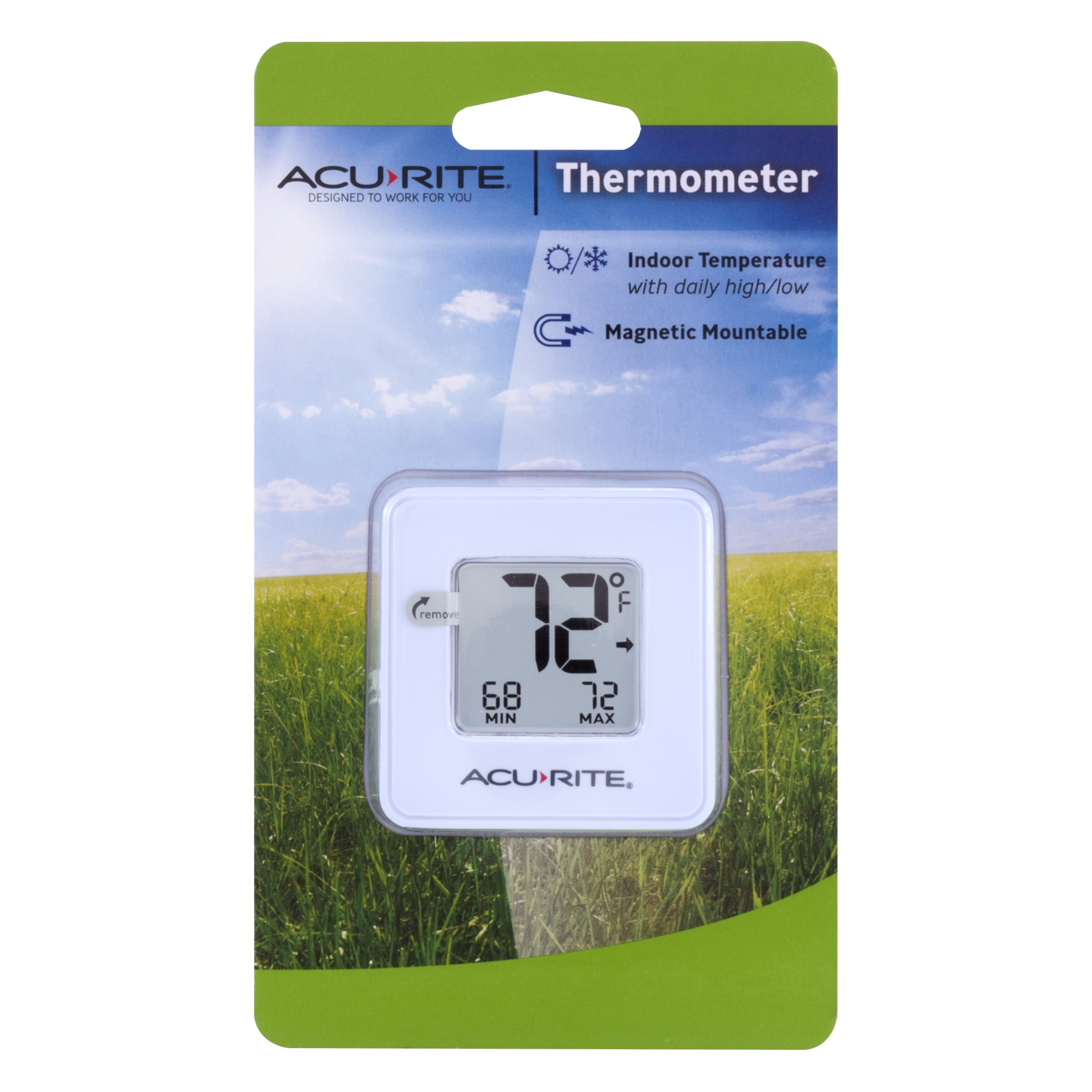 Compact Indoor Thermometer with High and Low Records