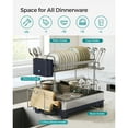 thumbnail image 4 of SONGMICS Dish Drying Rack, 2-Tier Dish Rack for Kitchen Counter with Rotatable and Extendable Drain Spout, Dish Drainer with Utensil, Cup, Glass, Cutting Board Holders, Silver and Gray, 4 of 6