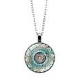 thumbnail image 3 of OPOLSKI Vintage Glass Cabochon Pendant Long Chain Necklace Silver, 3 of 8