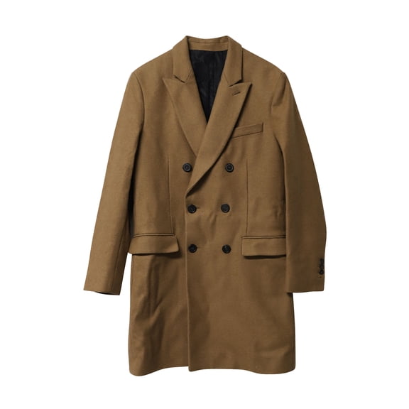 Pre-Owned AMI Double-Breasted Overcoat in Brown Wool
