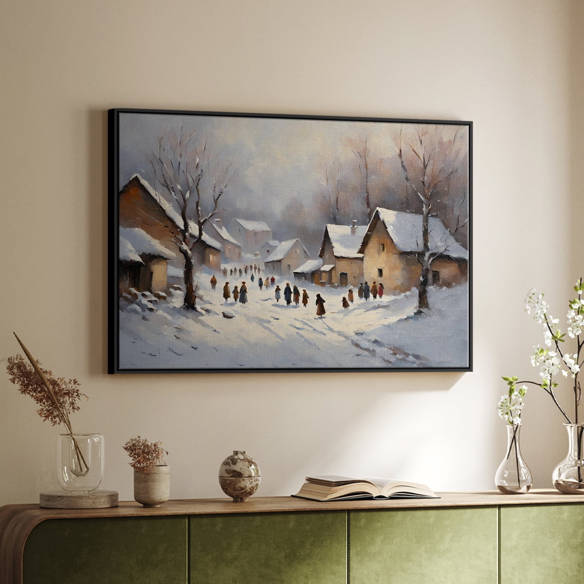 Vintage Landscape-CCX By Wexford Home Framed in Black Wood Gallery Wrapped Canvas 25 in. x 37 in.
