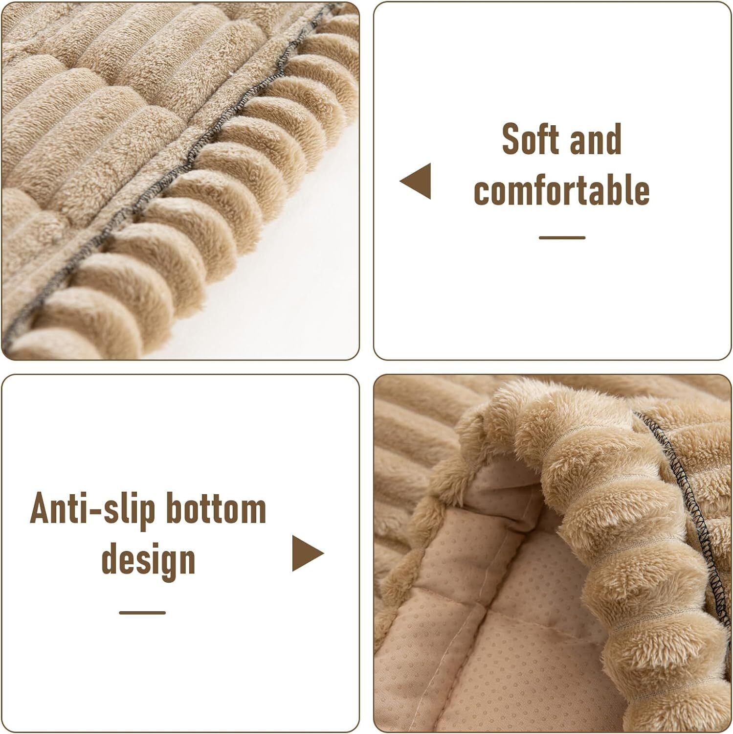 TOPCHANCES Thickened Corduroy Couch Covers, Non-Slip Couch Slipcover for Dogs, Plush Sofa Protective Cover, Pets Bed Mat Couch Cover (Milky Coffee, 35.4x82 in)