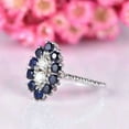 thumbnail image 2 of Dazzlingdaimonds Jewels 2.10 Ctw Round Cut Sapphire And White Diamond Wedding Anniversary Flower Band Ring 14K White Gold Plated 925 Sterling Silver 925 Sterling Silver -8, 2 of 4