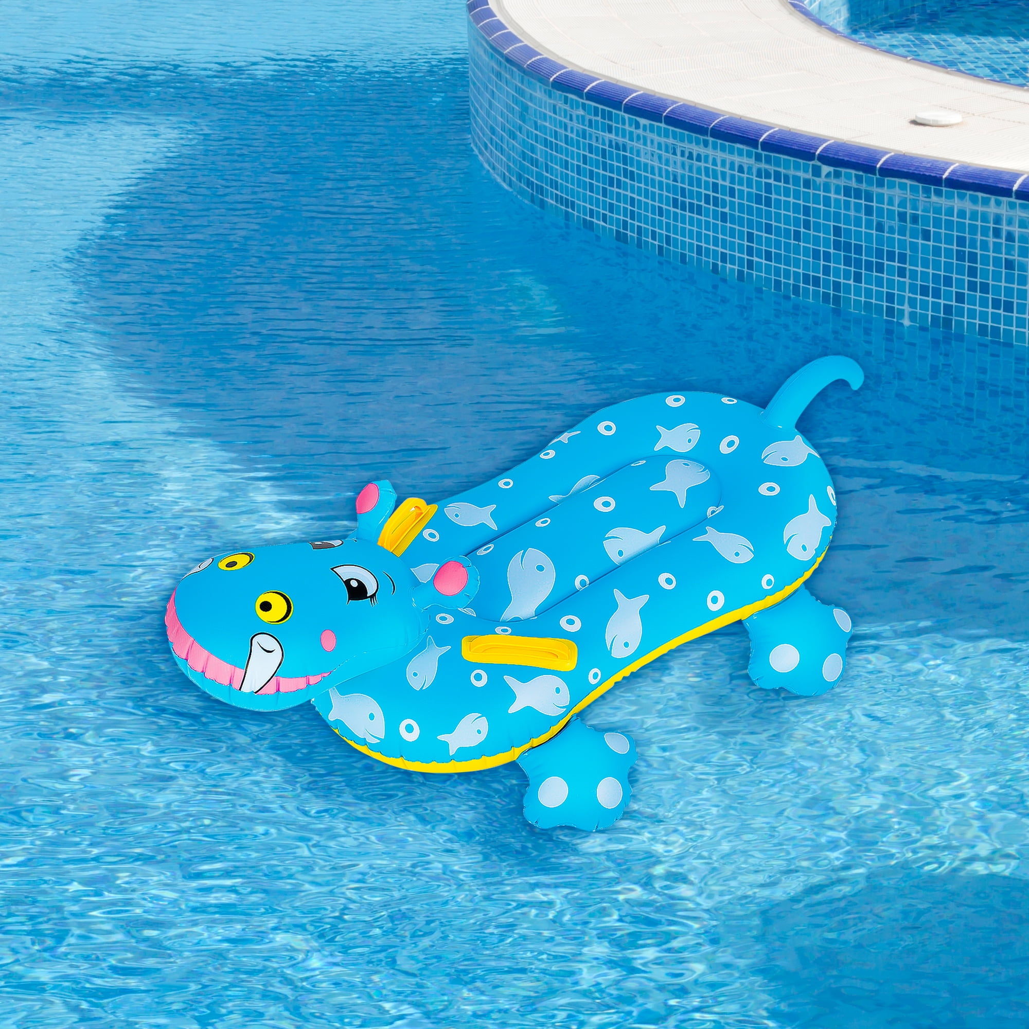 Pool Central 3' Blue Children's Inflatable Hippo Swimming Pool Rider