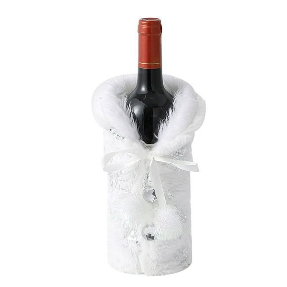 Decoración Navideña Juego De Botellas De Vino Restaurante De Moda Vestirse Bolsa De Vino De Champán Diseño De Escena Único Juego De Vino De Copo De Nieve Con Dos Pompones De Nieve Para El Hogar Vogacara HA027629-01