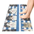 thumbnail image 3 of Bath Mat Soft Plush Non-Slip Absorbent Bathroom Rugs 39"x20" Cats with Blue White Striped, 3 of 8