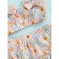 thumbnail image 6 of Bagilaanoe Newborn Baby Girls Swimsuits 2 Piece Bikinis Set Flower Print Sleeveless Tops + Shorts + Swim Cap 3M 6M 9M 12M 18M Infant Swimwear Bathing Suit Beachwear, 6 of 8