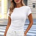 thumbnail image 4 of Aezemi Women Ruched Side Shirt, Summer Short Sleeve Slim Fit Ruched Tshirts, Fashion Outdoor Summer Womens Tops, 4 of 5