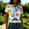 thumbnail image 3 of Fgvctg Womens Hawaiian Shirt Casual Short Sleeve Button Down Shirt Summer Beach Shirts Dressy Tropical Floral Print Top Lightweight Vacation Outfit Light Blue S, 3 of 5