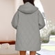 thumbnail image 5 of Chaqueta de algodón con botones y bolsillo a cuadros de diamantes de color liso para mujer, chaqueta informal con capucha de manga larga, abrigo para mujer, 5 of 5