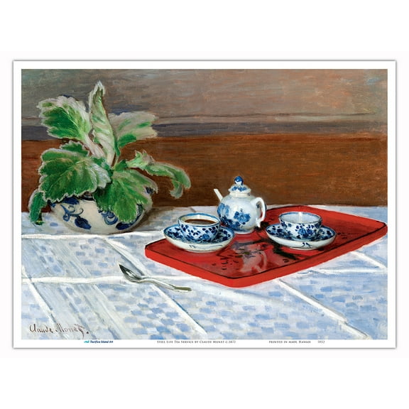 Still Life Tea Service - From an Original Color Painting by Claude Monet c.1872 - Master Art Print (Unframed) 9in x 12in