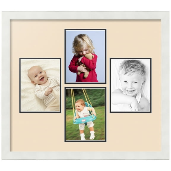 ArtToFrames Collage Photo Picture Frame with 4 - 6x8" Openings, Framed in White with French Creme and Black Mats (CDM-3966-1179)