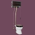 thumbnail image 3 of Renovator's Supply Dark Oak Raised Round Bowl Brass L-pipe High Tank Pull Chain Toilet, White, 3 of 12