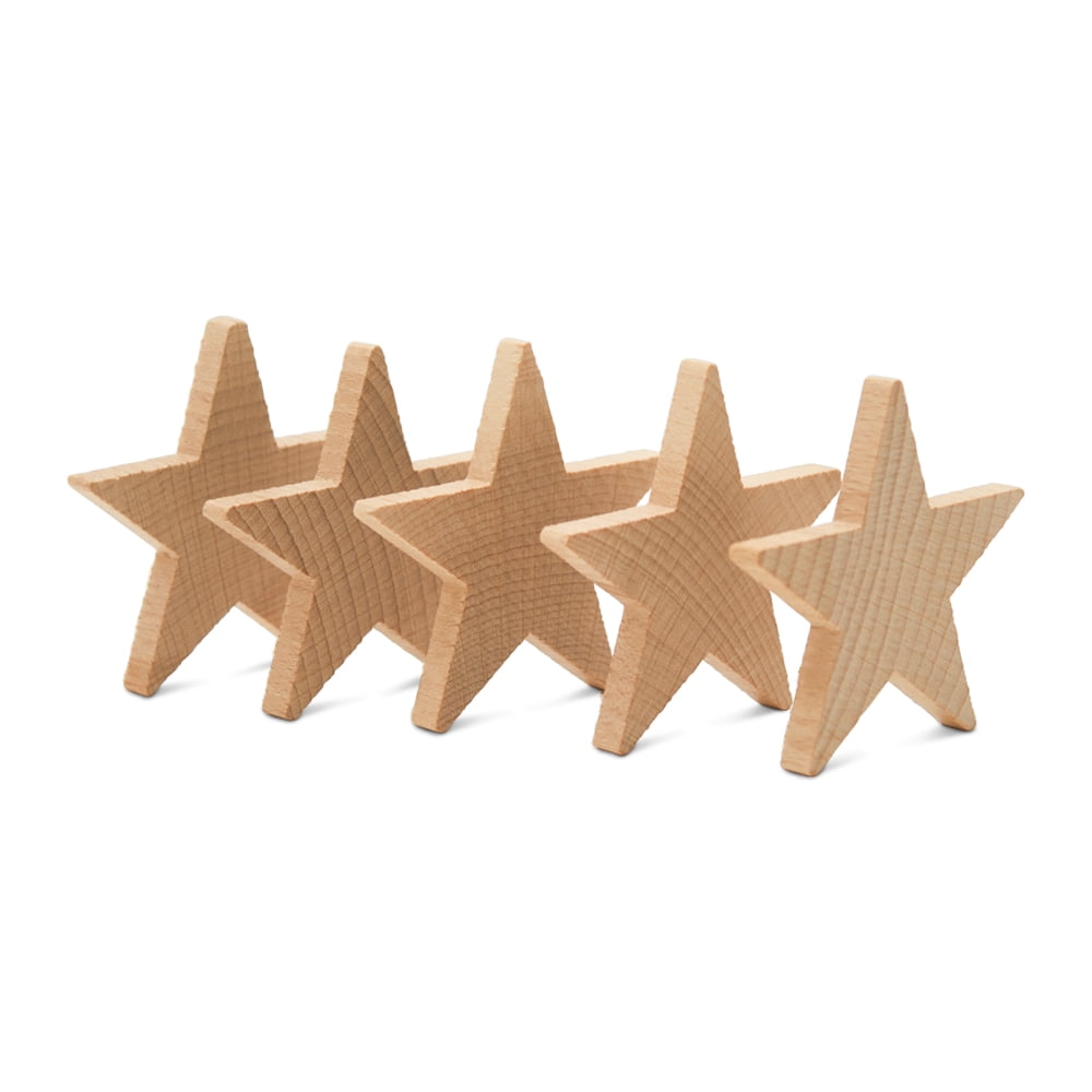  Wood Star Cutouts 1 inch by 3/16 inch, Pack of 50 Wooden Stars  for Crafts, Christmas, and July 4th, by Woodpeckers