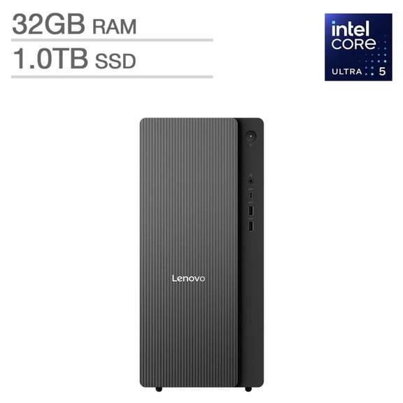 Restored Lenovo IdeaCentre Tower 17 Intel Core Ultra 5 225 3.3 GHz 32GB DDR5 1TB SSD Intel Graphics Windows 11 Home Desktop, Grey - 91B1001KUS