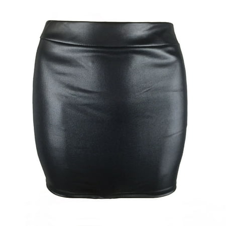 JGTDBPO Mini Pencil Skirt for women Solid Matte Faux Leather Bag Buttocks Bodycon Short Skirt Hip Wrap Mini Skirt