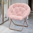 thumbnail image 6 of Round Folding Faux Fur Saucer Chair,Moon Chair for Bedroom Living Room Dorm Garden Courtyard Foldable Metal Frame Oversized Large Comfy Furry Padded Soft Lazy Cozy Lounge Chair for Adults,Purple, 6 of 8