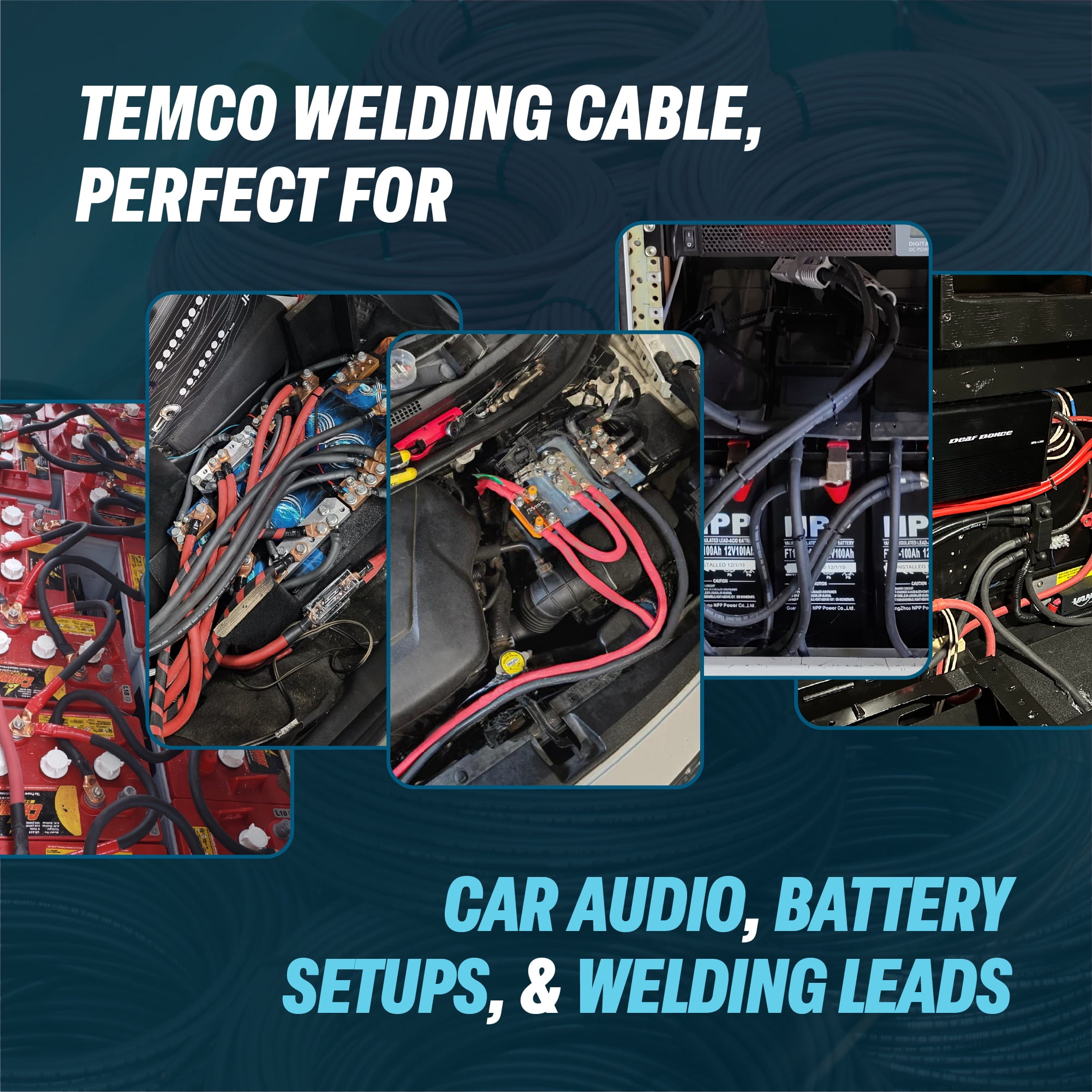 TEMCo 1 Gauge AWG 20 Ft Black + 20 Ft Red Flexible Copper USA Welding Cable Battery Wire