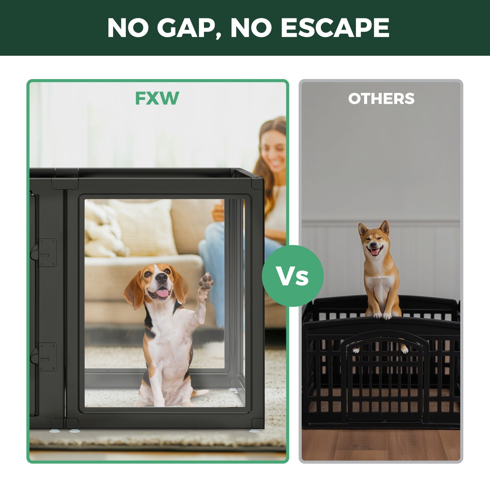 FXW AuraSpace Acrylic Indoor Dog Playpen, 24 Inch, 8 Panels