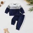 thumbnail image 4 of Enyan Toddler Baby Boy Fall Clothes Long Sleeve Solid Sweatshirt Top+Pants Set 2 Piece Infant Boys Winter Outfits（3-6 Months）, 4 of 6