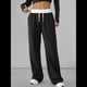 thumbnail image 5 of Pantalones Deportivos Anchos con Cintura de Contraste de Color y Hebilla de Cordón para Mujer. Negro M, 5 of 8