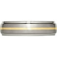 thumbnail image 3 of Titanium/14K Titanium Brushed Center With 14K Yellow Inlay 6mm Ridged Edge Band (Size 7.5) Made In China tb100-7.5, 3 of 5