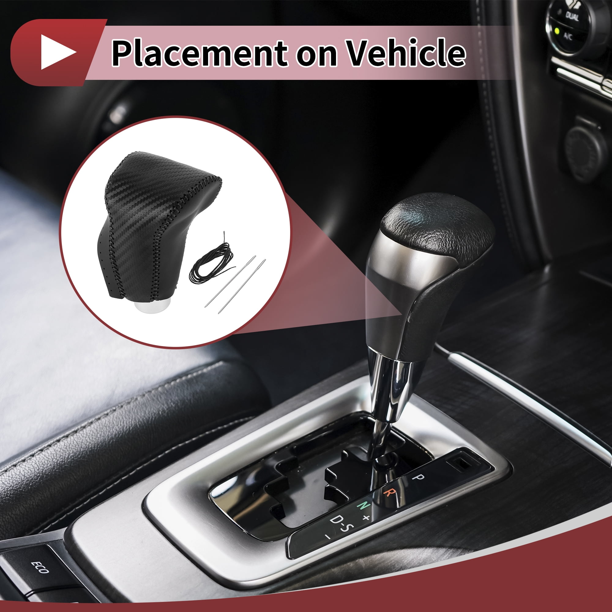 Unique Bargains Gear Shift Knob Cover for Honda CR-V 2017-2021 Black Faux Leather
