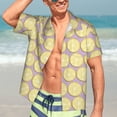 thumbnail image 7 of Honeii Yellow Lemon Slices Print Men’s Hawaiian Shirt,Classic Button-Down Short Sleeve Shirt, for Beach, Vacation, and Outdoor Activities,Large, 7 of 7