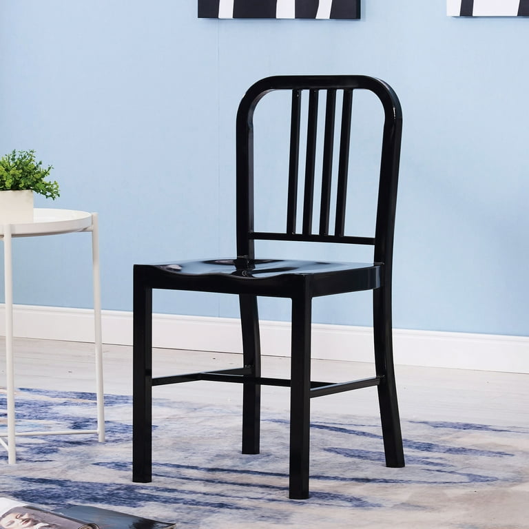 Industrial Black Metal Indoor Dining Chair Set of 2