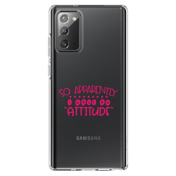 DistinctInk Clear Shockproof Hybrid Case for Galaxy Note 20 ULTRA (6.9" Screen) - TPU Bumper Acrylic Back Tempered Glass Screen Protector - So Apparently I Have An Attitude - Pink