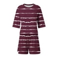 thumbnail image 6 of Maean Women Pajamas Set 2 Piece Striped Pjs Shorts Short Sleeve Tops Sleepwear Loungewear Loose Comfortable Sets, 6 of 7