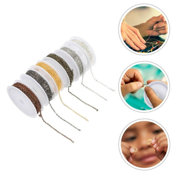 KHBUAB 6Pcs Diy Decorative Chain Assorted Color Flat Jewelry Making Supplies 1800cm Length