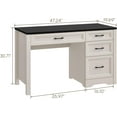 thumbnail image 5 of VEANERWOOD Farmhouse Wood 47" Executive Desk, Home Office 30" High Computer Desk with Drawers and Storage Cabinet, White, 5 of 7