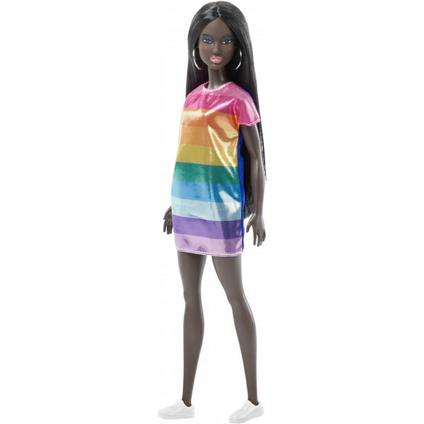 Barbie Fashionistas Doll, Original Body Type Wearing Shimmery Dress ...